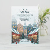 Winter Weihnachtsdorf lässt es schneien Einladung (Stehend Vorderseite)
