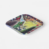 Winter Weihnachtsdorf Szene Pappteller (Gewinkelt)