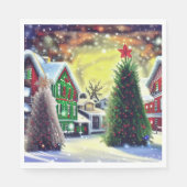 Winter Weihnachtsdorf Szene Serviette (Vorderseite)