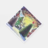 Winter Weihnachtsdorf Szene Serviette (Ecke)