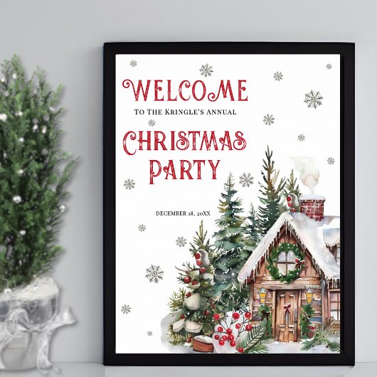 Winter-Weihnachtsfeier-Willkommensschild Poster
