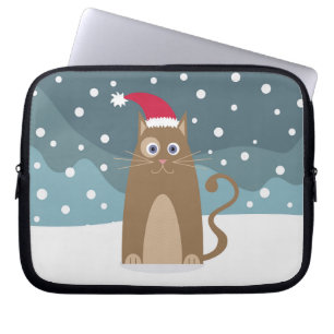 Winter Weihnachtsfeiertage Weihnachtskatzenkatze Laptopschutzhülle