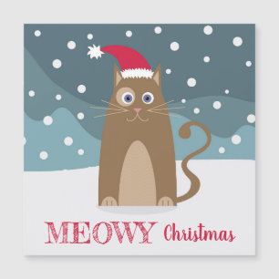 Winter Weihnachtsfeiertage Weihnachtskatzenkatze Magnetkarte