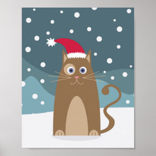 Winter Weihnachtsfeiertage Weihnachtskatzenkatze Poster