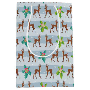 Winter Weihnachtsfest mit Holly Retro Inspiriert Mittlere Geschenktüte