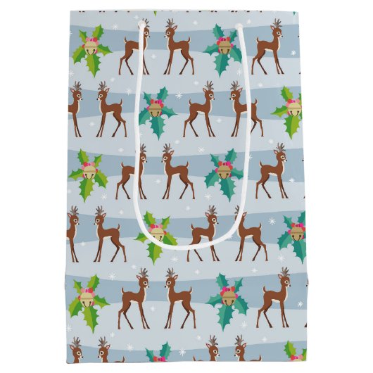 Winter Weihnachtsfest mit Holly Retro Inspiriert Mittlere Geschenktüte (Rückseite)