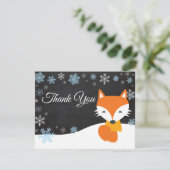 Winter Weihnachtsfox Blue Danke Karte (Stehend Vorderseite)