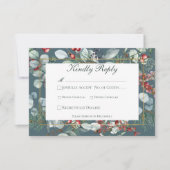 Winter Weihnachtsgrün Aquamarin Hochzeit RSVP Karte (Vorderseite)