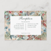 Winter Weihnachtsgrün Gold Empfang Hochzeit Begleitkarte (Vorderseite)