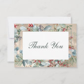 Winter Weihnachtsgrün Gold Hochzeit Dankeskarte (Vorderseite)