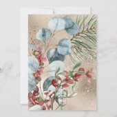 Winter Weihnachtsgrün Gold Hochzeit Einladung (Rückseite)