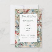 Winter Weihnachtsgrün Gold Hochzeit Save The Date (Vorderseite)