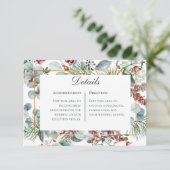 Winter Weihnachtsgrün Hochzeiten Details Begleitkarte (Stehend Vorderseite)