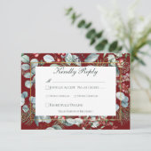 Winter Weihnachtsgrün Red Wedding RSVP Karte (Stehend Vorderseite)