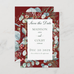 Winter Weihnachtsgrün Red Wedding Save The Date