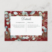 Winter Weihnachtsgrün Rote Hochzeit Details Begleitkarte (Vorderseite)