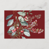 Winter Weihnachtsgrün Rote Hochzeit Details Begleitkarte (Rückseite)