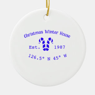 Winter-Weihnachtshaus blaue Zuckerrohre geschätzt  Keramik Ornament
