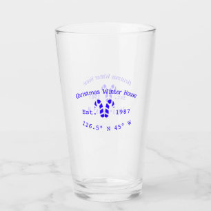 Winter-Weihnachtshaus blaue Zuckerrohre geschätzte Glas