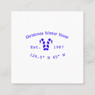 Winter-Weihnachtshaus blaue Zuckerrohre geschätzte Quadratische Visitenkarte