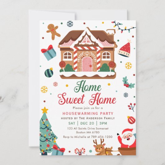 Winter Weihnachtshaus Erwärmung Party Sweet Zuhaus Einladung (Vorderseite)