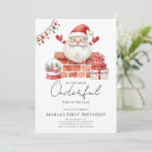 Winter Weihnachtshäuser zum Geburtstag Einladung (Stehend Vorderseite)