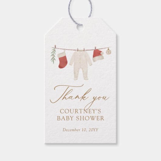 Winter Weihnachtskleidung Baby Dusche Geschenkanhänger (Vorderseite)