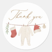 Winter Weihnachtskleidung Baby Dusche Runder Aufkleber (Vorderseite)