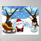 Winter Weihnachtsmann und Schneemann Poster (Vorne)