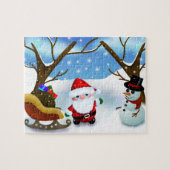 Winter Weihnachtsmann und Schneemann Puzzle (Horizontal)