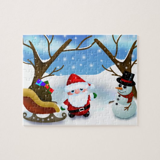 Winter Weihnachtsmann und Schneemann Puzzle (Horizontal)