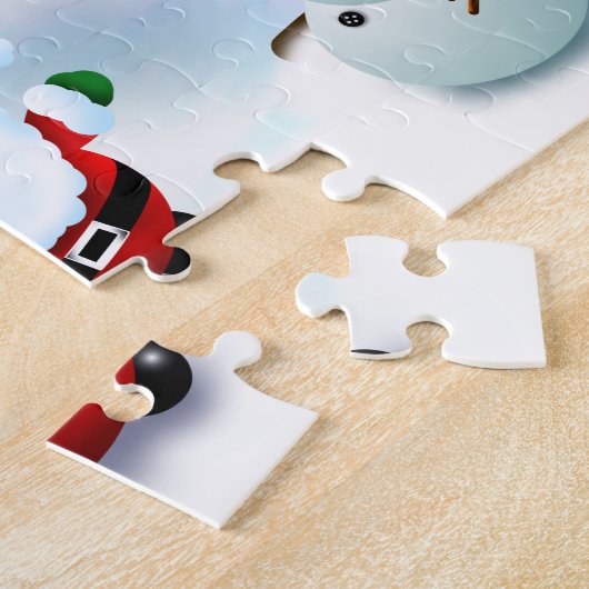 Winter Weihnachtsmann und Schneemann Puzzle (Seite)