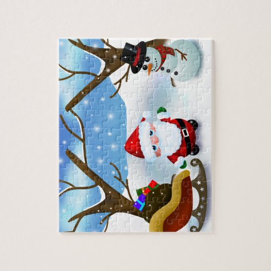 Winter Weihnachtsmann und Schneemann Puzzle (Vertikal)