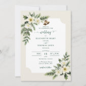 Winter-Weihnachtsrosen-Grün-Rustikale Hochzeit Einladung (Vorderseite)