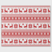 Winter-Weihnachtsrotwild-rotes Schneeflocke-Muster Geschenkpapier (Flach)