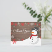 Winter Weihnachtsschneemann Dankeschön Karte (Stehend Vorderseite)