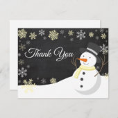 Winter Weihnachtsschneemann Gelb Dankeschön Karte (Vorne/Hinten)