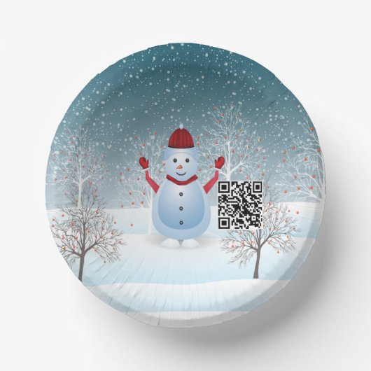 Winter Weihnachtsschneemann Papier Bowl Pappteller (Vorderseite)