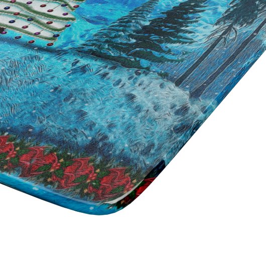 Winter Weihnachtssee Volkskunst Schneidebrett (Ecke)