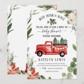 Winter Weihnachtswagen Kinderdusche Einladung (Vorne/Hinten)