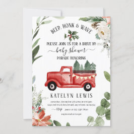 Winter Weihnachtswagen Kinderdusche Einladung