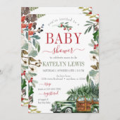 Winter Weihnachtswagen Kinderdusche Einladung (Vorne/Hinten)