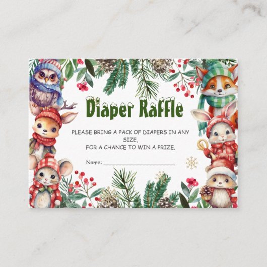 Winter Weihnachtswald Tiere Windelwindung Begleitkarte (Vorderseite)