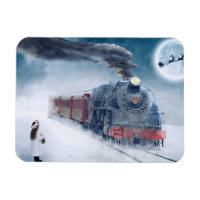 Winter-Weihnachtszug mit Mädchen