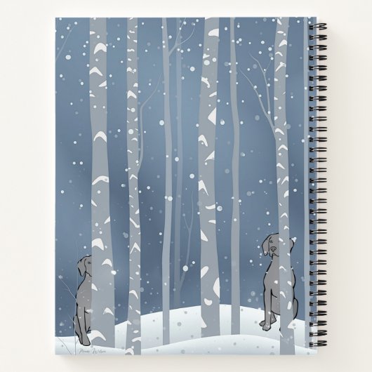 Winter Weims in Birch Trees Spiral Notebook Notizblock (Rückseite)