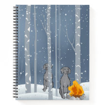 Winter Weims in Birch Trees Spiral Notebook