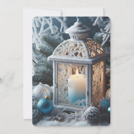 Winter Weiß und Mattierte Laterne Feiertagskarte