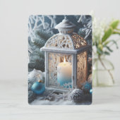 Winter Weiß und Mattierte Laterne Feiertagskarte (Stehend Vorderseite)