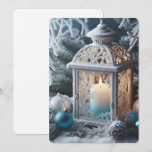 Winter Weiß und Mattierte Laterne Feiertagskarte (Vorne/Hinten)