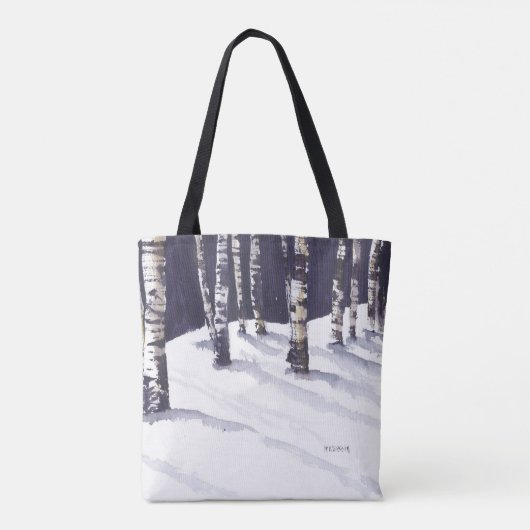 Winter-weiße Birken Tasche (Rückseite)
